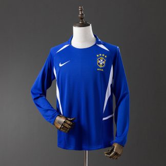 Brasilien VM 2002 Bortatröja Långärmad Retro Herr Fotbollströja