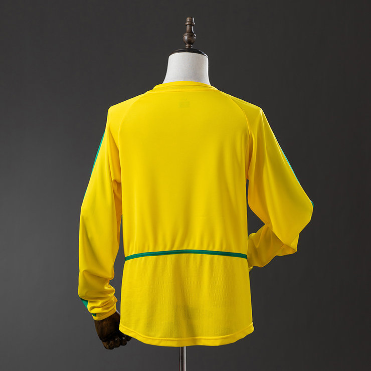 Brasilien VM 2002 Hemmatröja Långärmad Retro Herr Fotbollströja