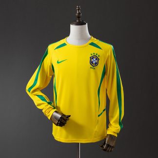 Brasilien VM 2002 Hemmatröja Långärmad Retro Herr Fotbollströja