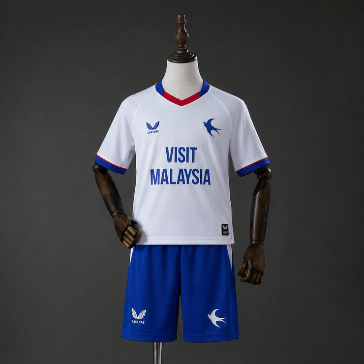 Cardiff City 2026/27 Bortaställ Barn Fotbollströja med Shorts