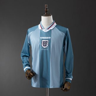 England 1996 Bortatröja Långärmad Retro Herr Fotbollströja
