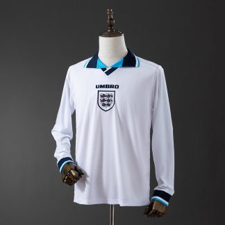 England 1996 Hemmatröja Långärmad Retro Herr Fotbollströja