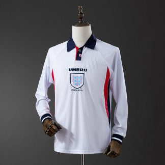 England VM 1998 Hemmatröja Långärmad Retro Herr Fotbollströja