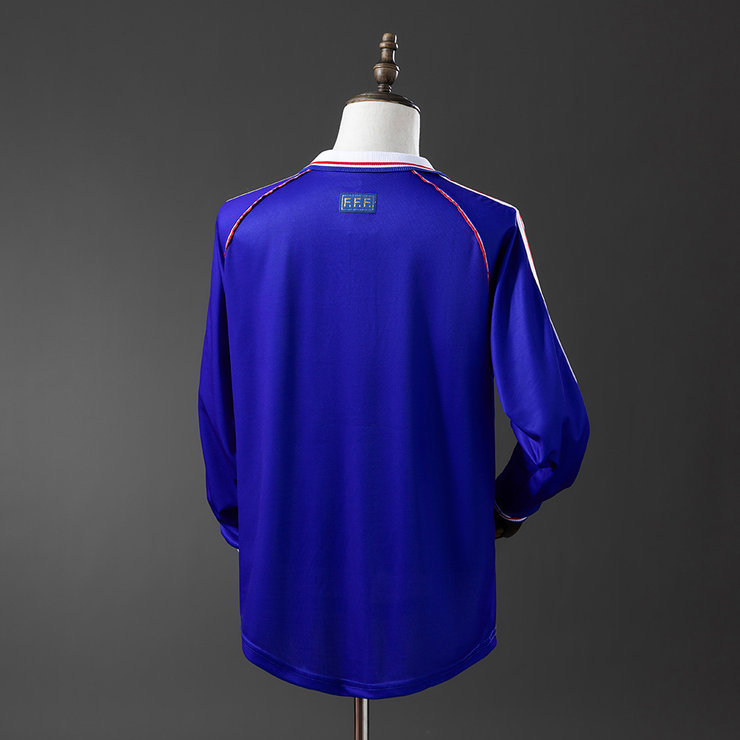 Frankrike 1998 Hemmatröja Långärmad Retro Herr Fotbollströja