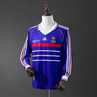 Frankrike 1998 Hemmatröja Långärmad Retro Herr Fotbollströja