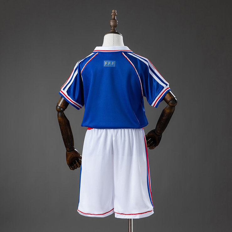 Frankrike 1998 Hemmatröja Retro Barn Fotbollsställ