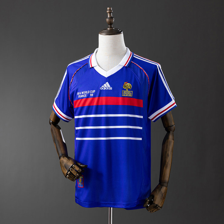 Frankrike 1998 Hemmatröja Retro Herr Fotbollströja