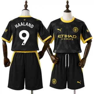 Manchester City 2026/27 Erling Haaland 9 Barn Bortaställ med shorts