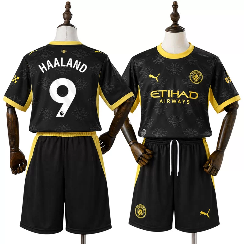 Manchester City 2026/27 Erling Haaland 9 Barn Bortaställ med shorts