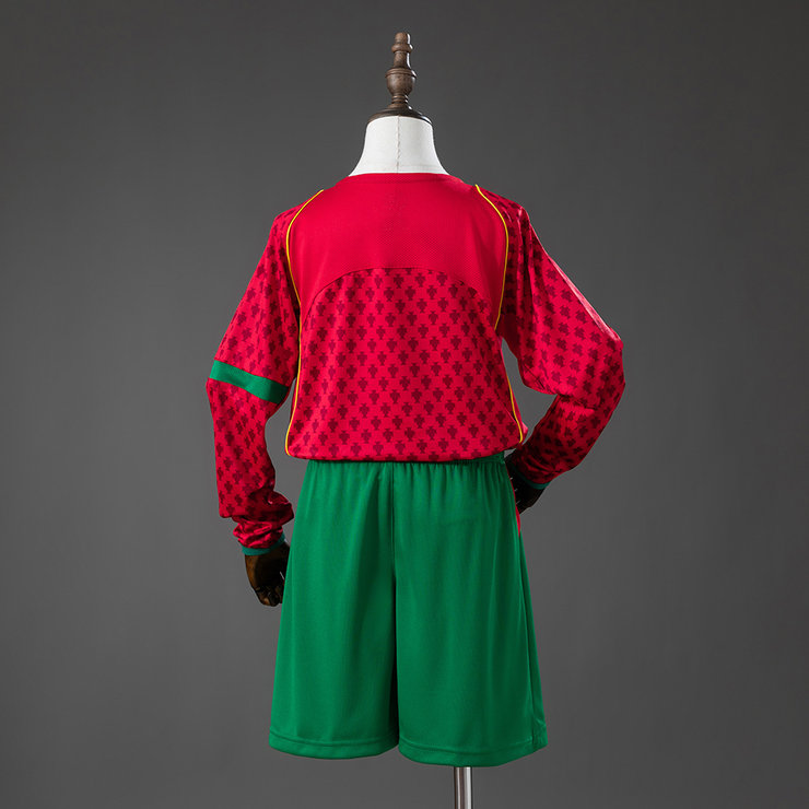 Portugal EM 2004 Hemmatröja Långärmad Retro Barn Fotbollsställ