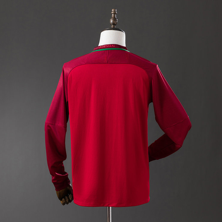 Portugal EM 2016 Hemmatröja Långärmad Retro Herr Fotbollströja