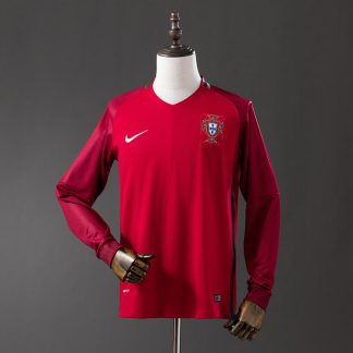 Portugal EM 2016 Hemmatröja Långärmad Retro Herr Fotbollströja