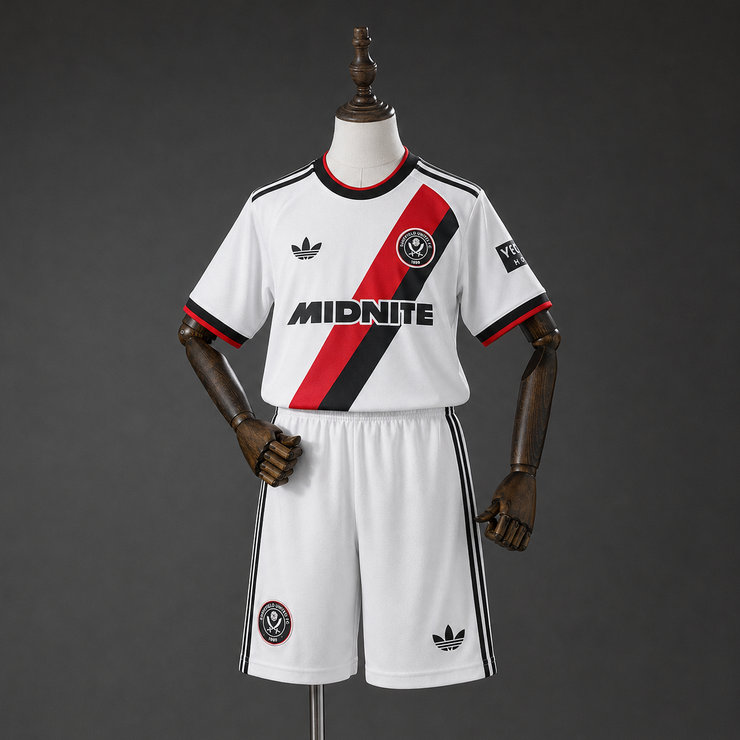 Sheffield United 2026/27 Bortaställ Barn Fotbollströja med Shorts