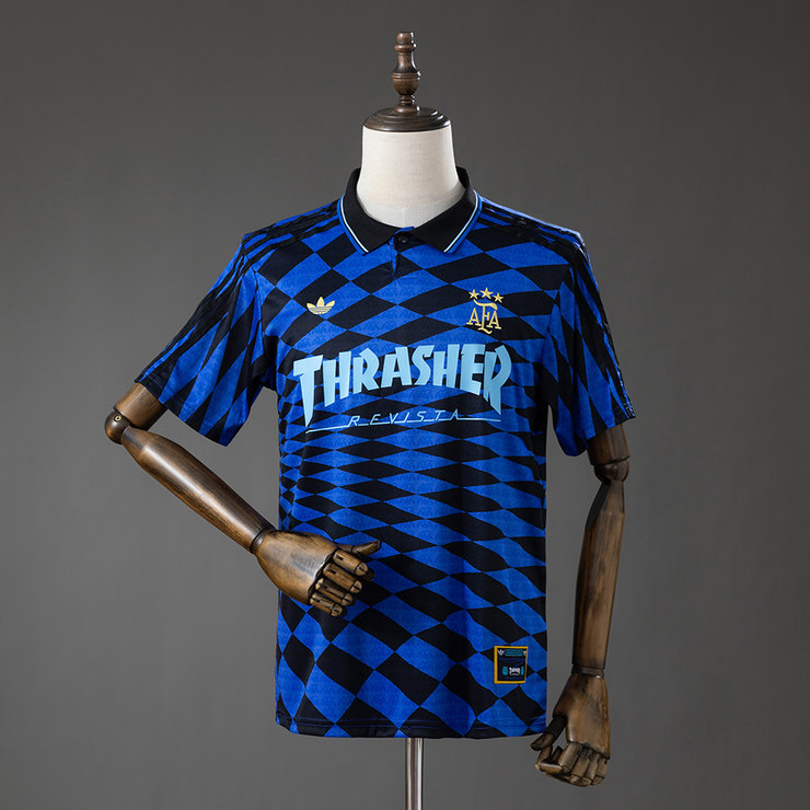 Thrasher x Argentina AFA 2026 Svart Blå Herr Fotbollströja