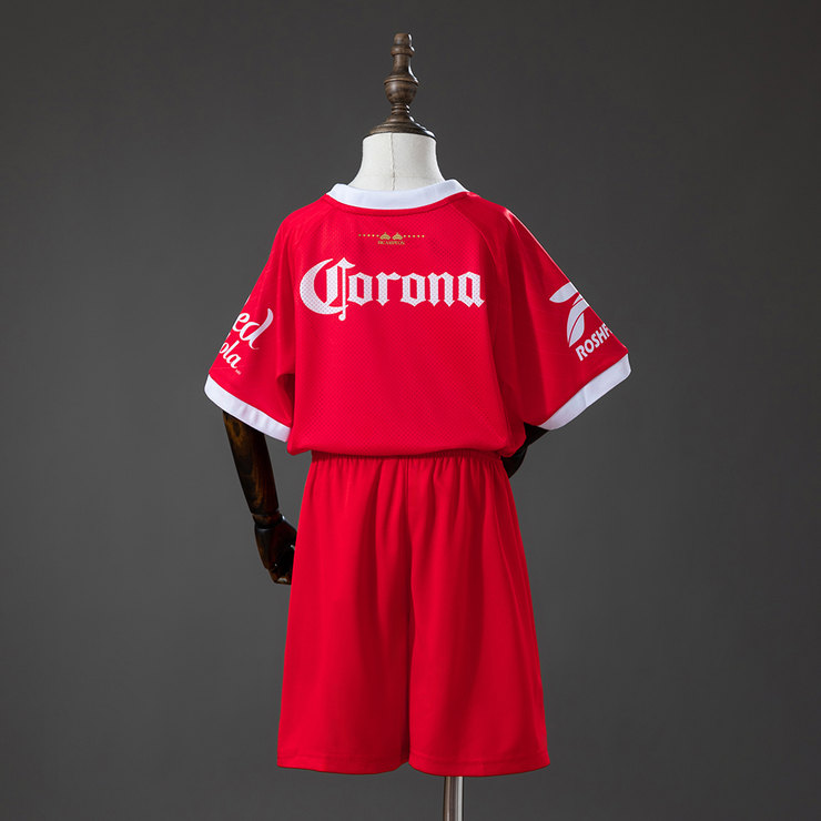 Toluca 2026/27 Hemmaställ Barn Röd Kortärmad med Shorts