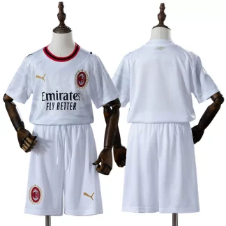 AC Milan 2026/27 Bortaställ Barn Vit Guld Fotbollsställ med Shorts