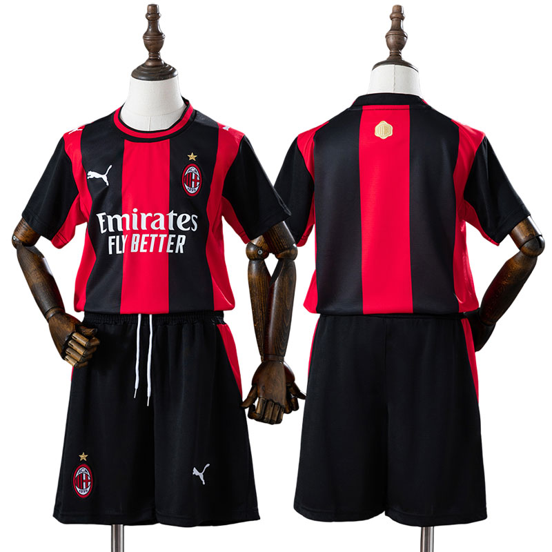 AC Milan 2026/27 Hemmaställ Barn Röd Svart Fotbollsställ med Shorts