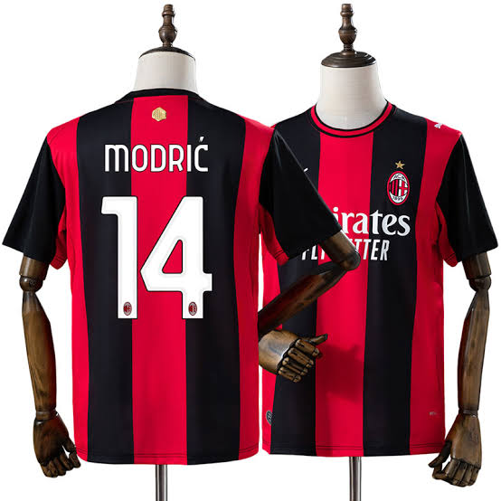 AC Milan 2026/27 Luka Modrić 14 Hemmatröja Herr Röd Svart Fotbollströja