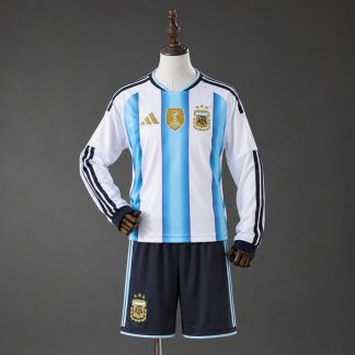 Argentina VM 2026 Hemmaställ Barn Långärmat Vit och Ljusblått med Shorts