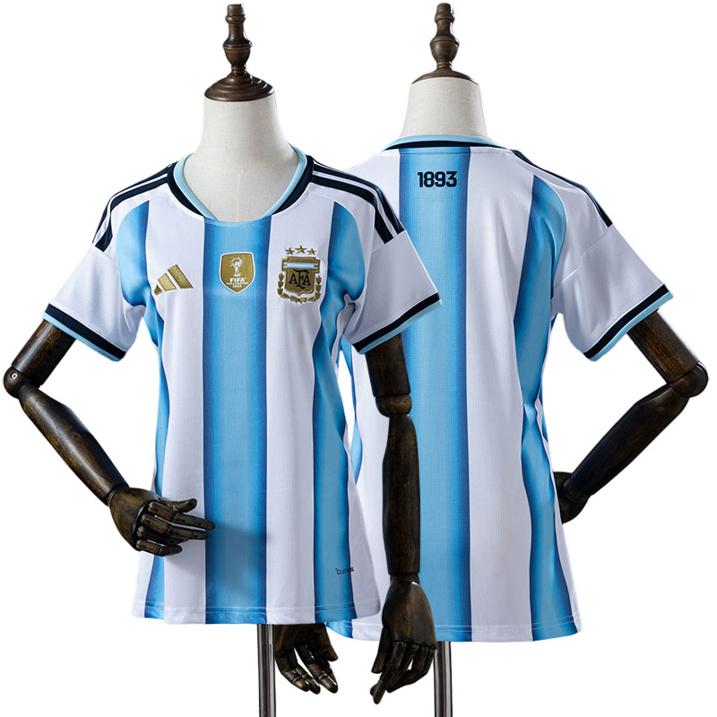 Argentina VM 2026 Hemmatröja Dam Vit Blå Kortärmad Fotbollströja
