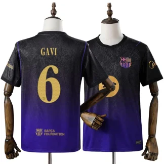 FC Barcelona 2026/27 Gavi 6 Bortatröja Herr Svart och Lila Fotbollströja