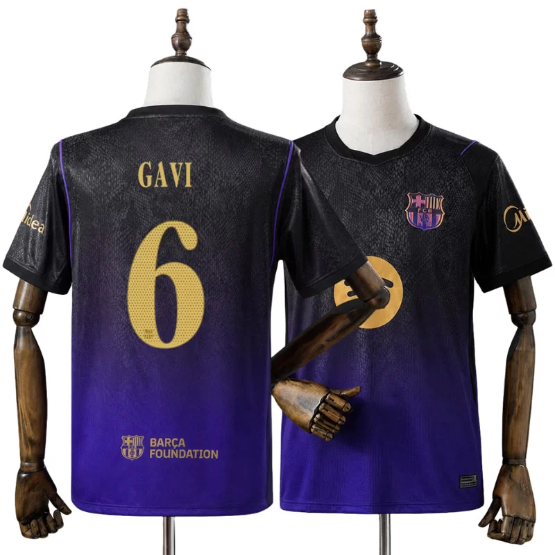 FC Barcelona 2026/27 Gavi 6 Bortatröja Herr Svart och Lila Fotbollströja