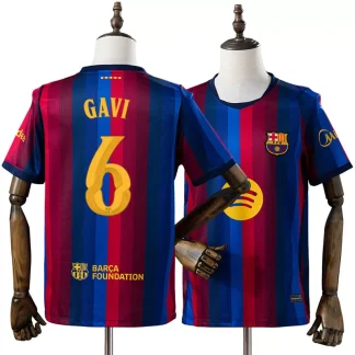 FC Barcelona 2026/27 Gavi 6 Hemmatröja Herr Blå och Röd Fotbollströja
