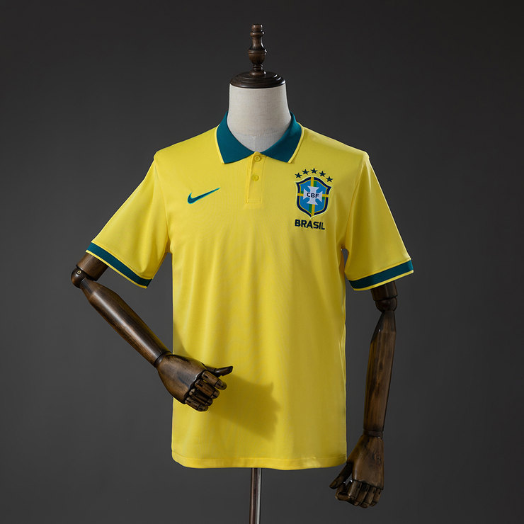 Brasilien 2026 Polotröja Herr Gul Fotbollströja