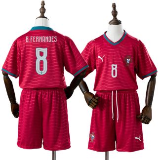 Bruno Fernandes 8 Portugal VM 2026 Hemmaställ Barn Röd med Shorts