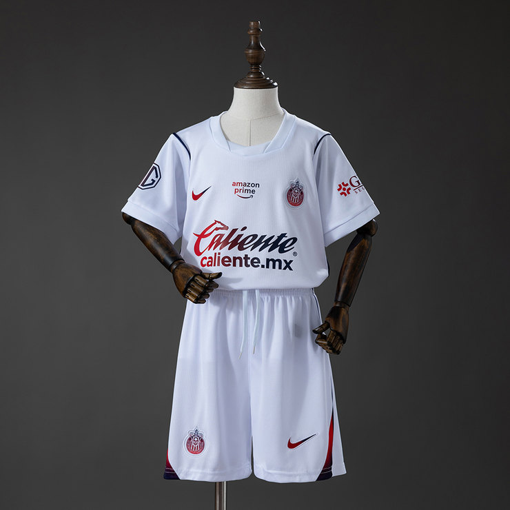 Chivas Guadalajara 2026/27 Bortaställ Barn Vit Kortärmad med Shorts