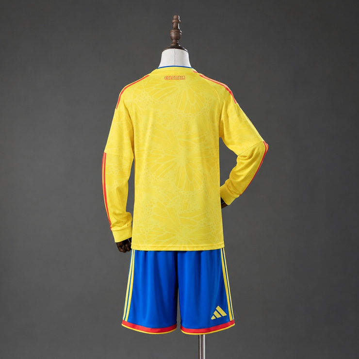 Colombia VM 2026 Hemmaställ Barn Långärmat Gult och Blått med Shorts