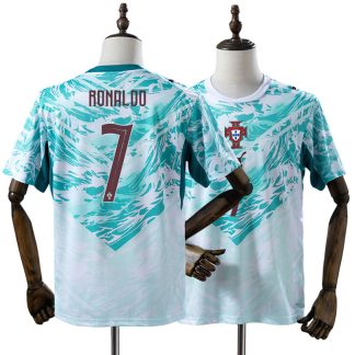 Cristiano Ronaldo 7 Portugal VM 2026 Bortatröja Herr Vit Grön Fotbollströja