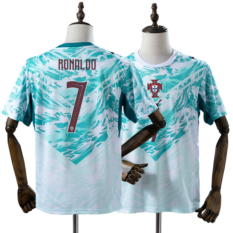 Cristiano Ronaldo 7 Portugal VM 2026 Bortatröja Herr Vit Grön Fotbollströja