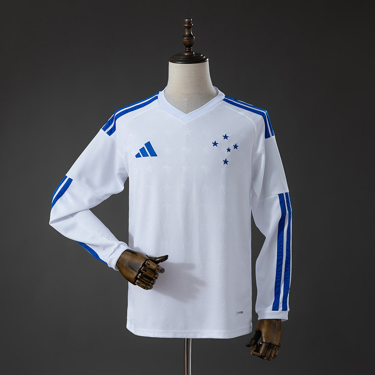 Cruzeiro 2026/27 Bortatröja Herr Långärmad Vit och Blå Fotbollströja