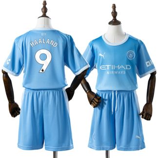 Erling Haaland 9 Manchester City 2026/27 Hemmaställ Barn Blå med Shorts