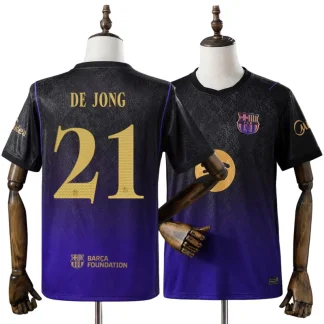 FC Barcelona 2026/27 Frenkie de Jong 21 Bortatröja Herr Svart och Lila Fotbollströja