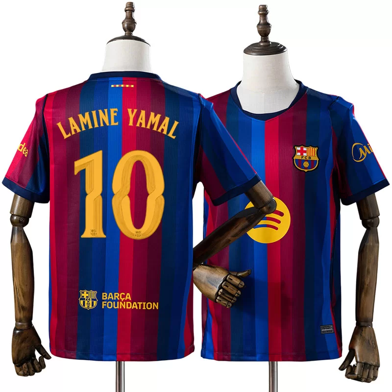 FC Barcelona 2026/27 Lamine Yamal 10 Hemmatröja Herr Blå och Röd Fotbollströja