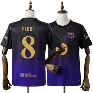 FC Barcelona 2026/27 Pedri 8 Bortatröja Herr Svart och Lila Fotbollströja