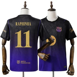 FC Barcelona 2026/27 Raphinha 11 Bortatröja Herr Svart och Lila Fotbollströja