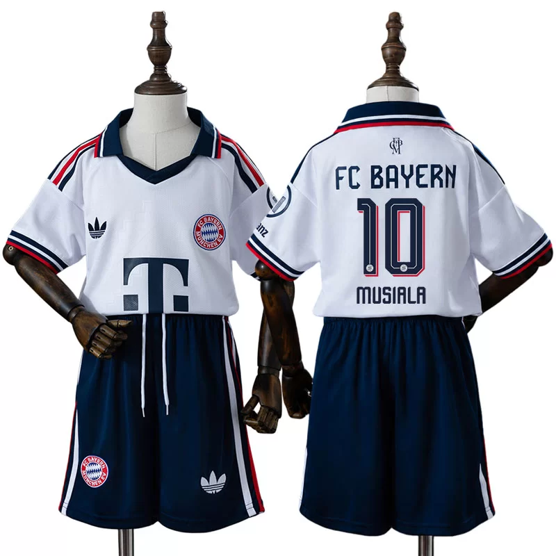 FC Bayern München 2026/27 Jamal Musiala 10 Bortaställ Barn Vit med Shorts