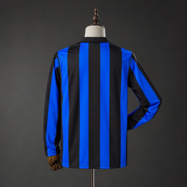 Inter Milan 2026/27 Hemmatröja Herr Svart och Blå Långärmad Fotbollströja