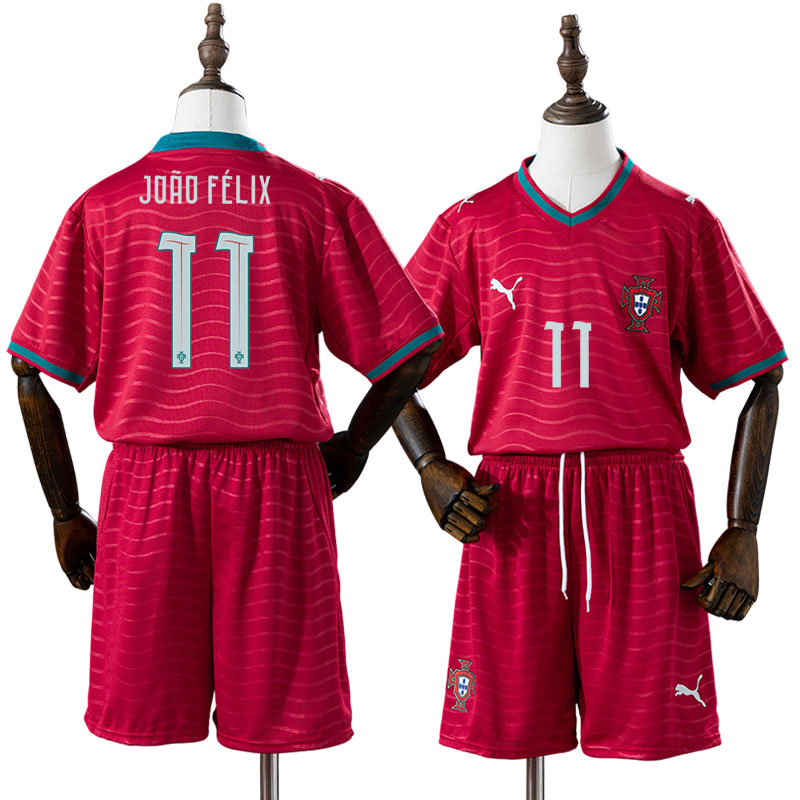 João Félix 11 Portugal VM 2026 Hemmaställ Barn Röd med Shorts