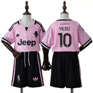 Juventus 2026/27 Kenan Yildiz 10 Bortaställ Barn Rosa med Shorts