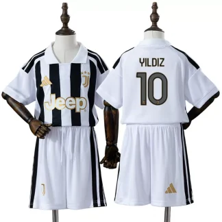 Juventus 2026/27 Kenan Yildiz 10 Hemmaställ Barn Vit Svart med Shorts