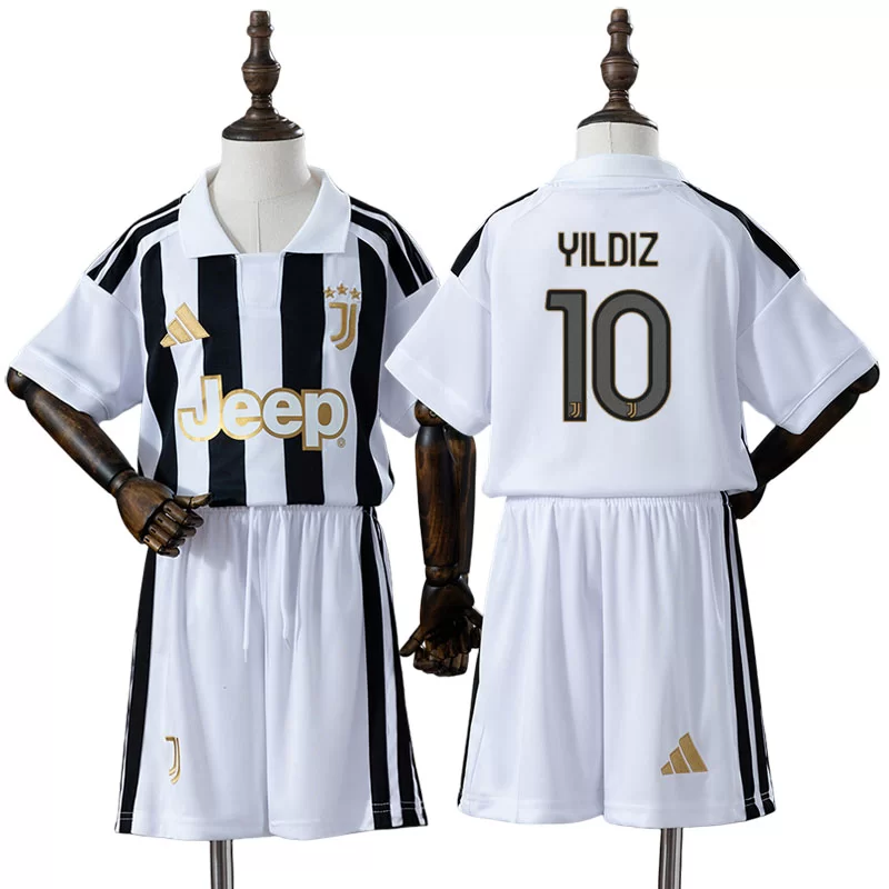 Juventus 2026/27 Kenan Yildiz 10 Hemmaställ Barn Vit Svart med Shorts