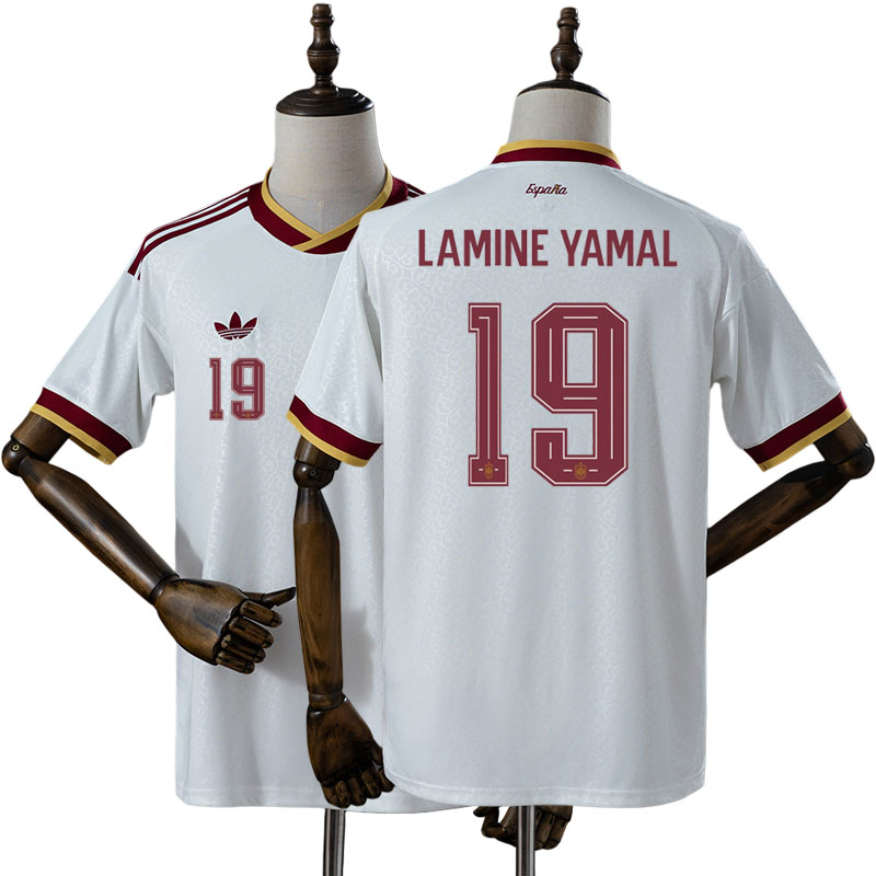Lamine Yamal 19 Spanien VM 2026 Bortatröja Herr Vit Kortärmad Fotbollströja