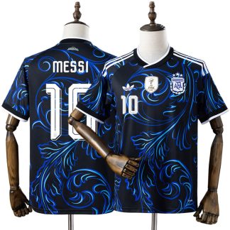 Lionel Messi 10 Argentina VM 2026 Bortatröja Herr Svart Blå Kortärmad Fotbollströja