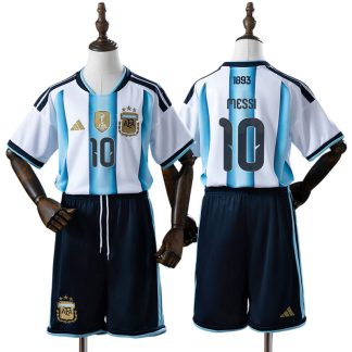 Lionel Messi 10 Argentina VM 2026 Hemmaställ Barn Vit Blå Kortärmad med Shorts