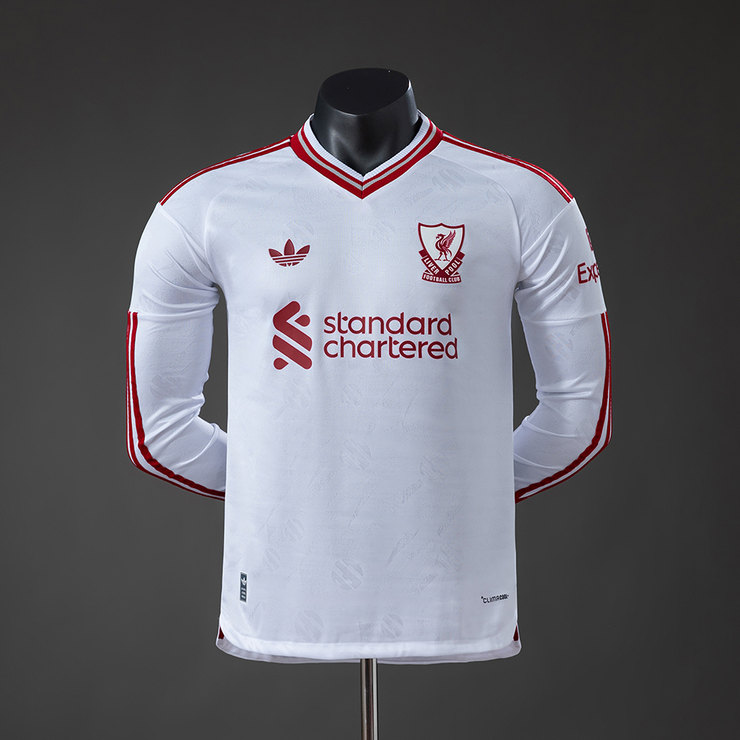 Liverpool 2026/27 Bortatröja Herr Spelarversion Vit Långärmad Fotbollströja