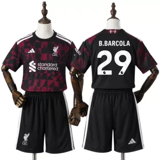 Liverpool 2026/27 Bradley Barcola 29 Tredjeställ Barn Fotbollströja med Shorts